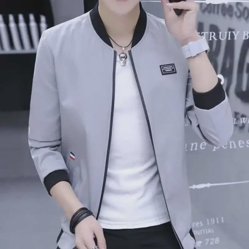 Мужская бейсбольная куртка весна-осень Slim - модное повседневное пальто с воротником-стойкой