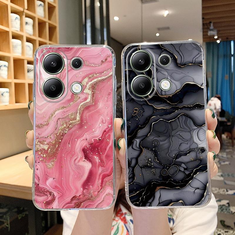Мягкий прозрачный силиконовый чехол Flower Marble для Xiaomi Redmi Note 13 14T 15 Samsung A55 A35 S24 FE iPhone Huawei Honor Camera Защитный противоударный чехол