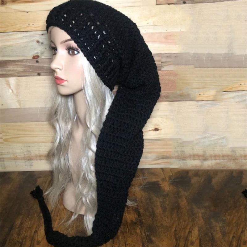 Новая модная длинная шляпа ведьмы ручной работы, связанная крючком, для взрослых