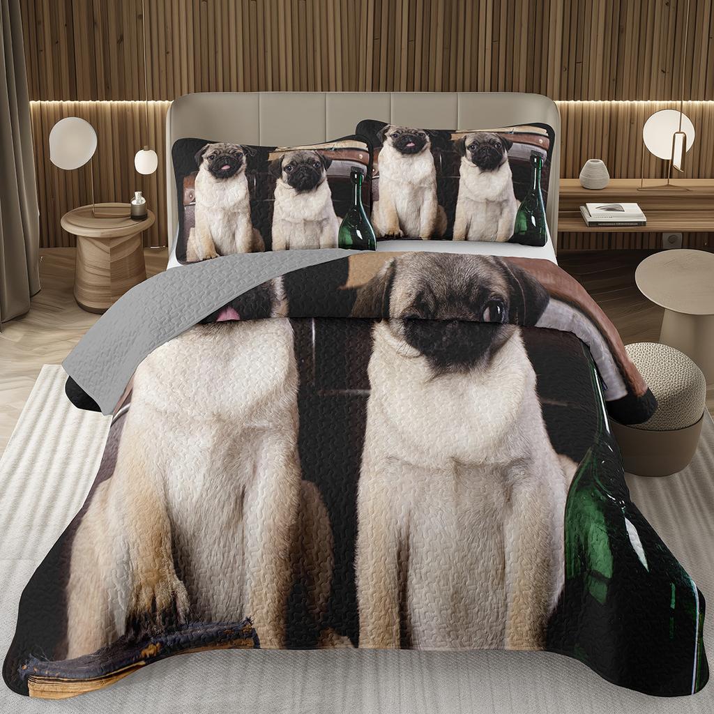 Забавный плед для собаки Твин Квин Каваи Животное Покрывало Мультяшный Домашний Питомец Собаки Постельный Набор Для Мальчиков Девочек Двусторонние Стеганые Покрывала