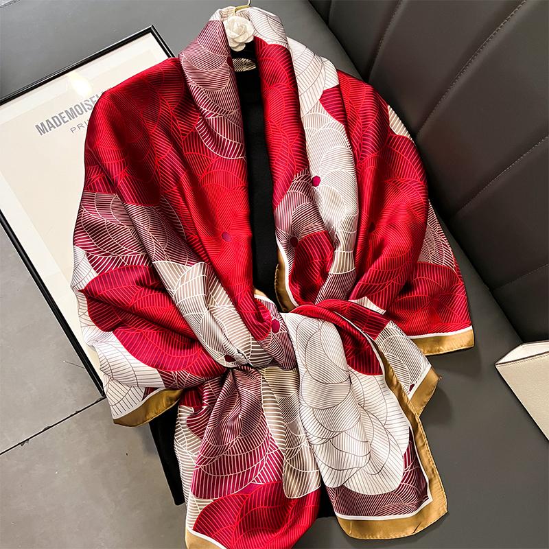 Design Satin Silk Shawl Hijab Scarf Women Fashion Summer Sunscreen Beach Stole Wraps Bufanda Female Headkerchief Echarpe New