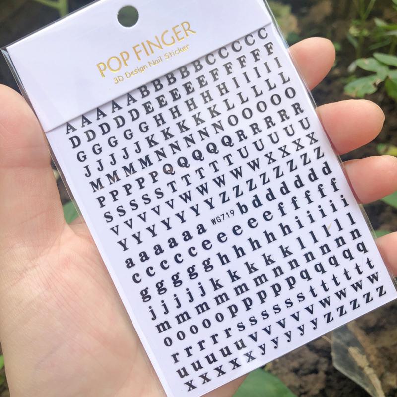 26 English Alphabet 3D Self-adhesive Nail Art Decal Sticker Word Small Letter Nail Tattoos Decal Stickers