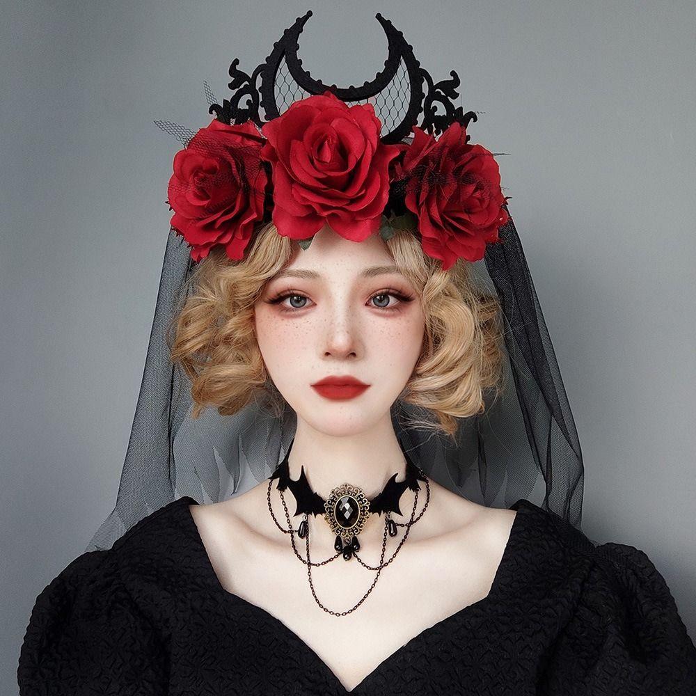 Halloween Thorns Rose Crown Lace Hair Band New Bride Headwear Halloween