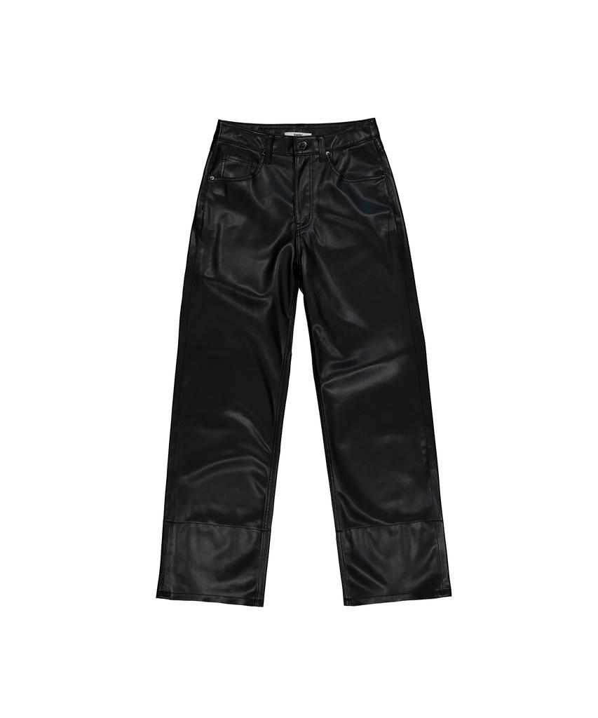 Peulaentigseobiseu Loose Vegan Leather Pants - Black
