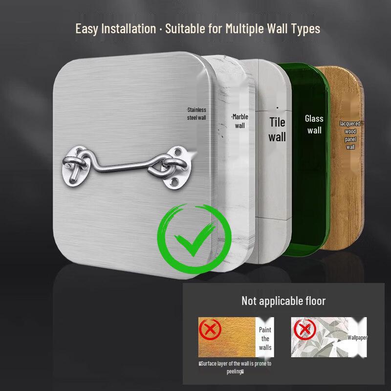 Rongyu No-Drill Stainless Steel Door Hook Latch