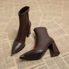 Autumn and Winter Pointed Head Thick Heel Small Short Boots Femininity Socialite High Heel Winter Shoes Thin Small Ankle Boots