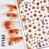 3pcs Stickers Autumn Winter Dry Red Gold Brown Maples Leaves Nail Art Decals Stickers For Nails Art Manicures Tips Decorations