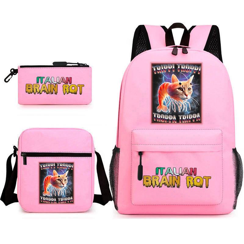 School Bag Tongtongsahur Cartoon Abstract Shanhaijing Primary School Students and Teenagers Backpack Three-piece Set L