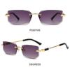 New Rimless Sunglasses For Women Men Trendy Frameless Rectangle Sun Glasses Retro Shades Fashion Travel Uv400 Eyewear