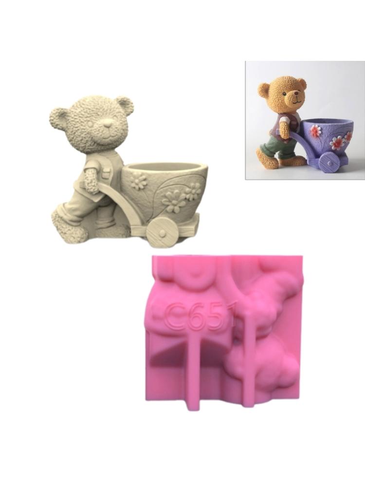 Потянув медведя, форма для цветочных горшков, формы для эпоксидной смолы, держатель для ручек, подсвечник, цементный горшок, силиконовая форма, украшения для дома