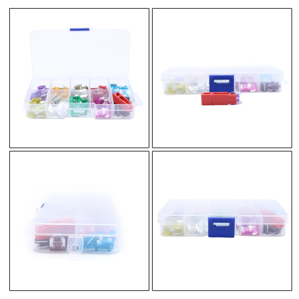 100 шт. автомобильных предохранителей 3A 5A 7.5A 10A 15A 20A 25A 30A 35A 40A с зажимом коробки набор автоматических предохранителей лезвийного типа для грузовиков