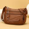 Women's Fashionable Soft Leather Middle-aged Large-capacity Washed Leather Multi-layer Single-shoulder Crossbody Bag