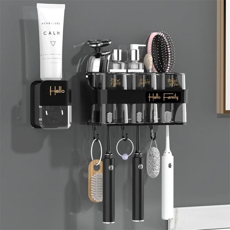 Аксессуары для ванной комнаты, органайзер, держатель для зубных щеток, автоматический дозатор для зубной пасты, держатель для зубных щеток, настенное крепление, набор инструментов