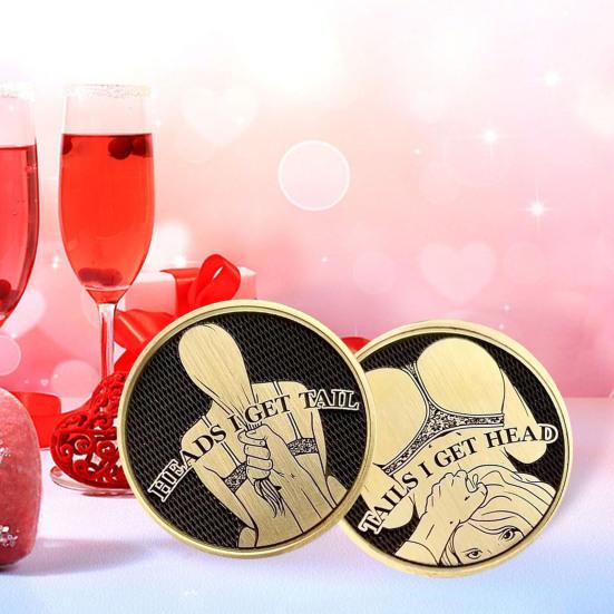 Монета для взрослых Love Challenge, сексуальная монета «Орел и решка», двусторонняя монета для взрослых, монета «Орел, я получаю решку, а решка, я получаю голову», жетон на удачу, розыгрыш, подарок для мужчин и женщин