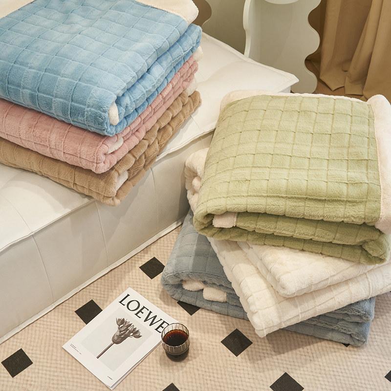 Современные клетчатые одеяла из кроличьего меха для кроватей, пушистые двусторонние зимние флисовые пледы для дивана, дивана, ультрамягкая простыня для взрослых