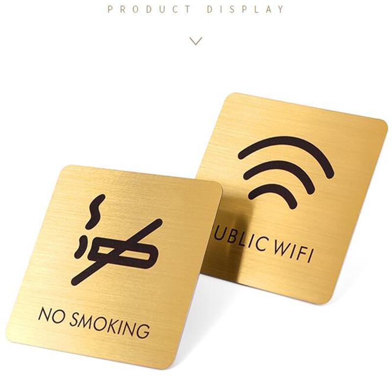 Нержавеющая сталь Слоган Знак «Не курить» Предупреждающие знаки для общественных мест Наклейки на стену Табличка WIFI Номерной знак Индивидуальные адресные таблички