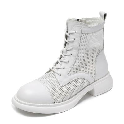 Мода 4СМ Весна Новые Дышащие Сетчатые Туфли Верхний Слой Коровья Кожа Короткие Ботинки Британский Винтаж Женские Сапоги Летние Модные Сандалии