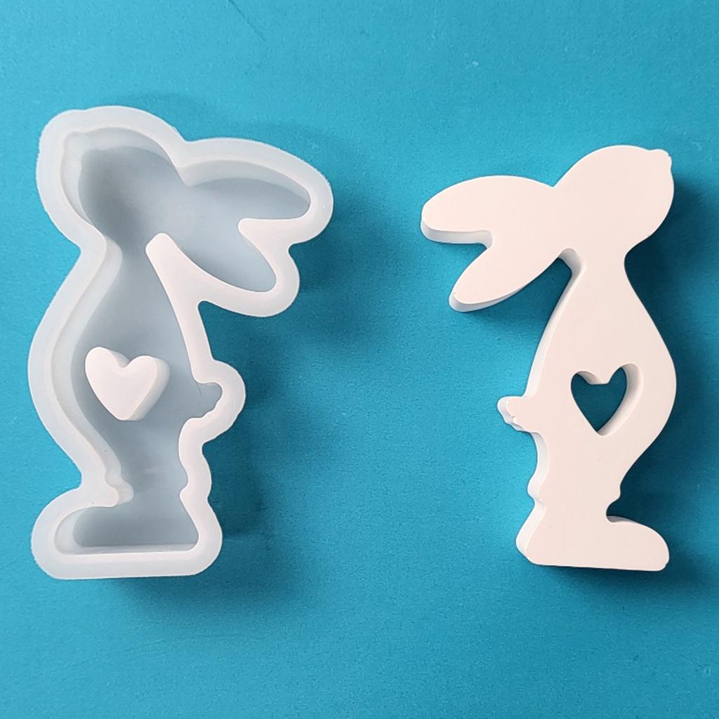 Heart Rabbit Candle Resin Mold Easter Rabbit Silicone Mould DIY Craft Mold Handmade Soap Baking Mold for Home Decors