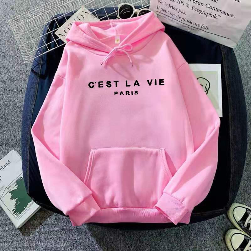 Letter Print New Hooded Sweater Women's Spring Long-sleeved Lazy Style Loose Hooded Top