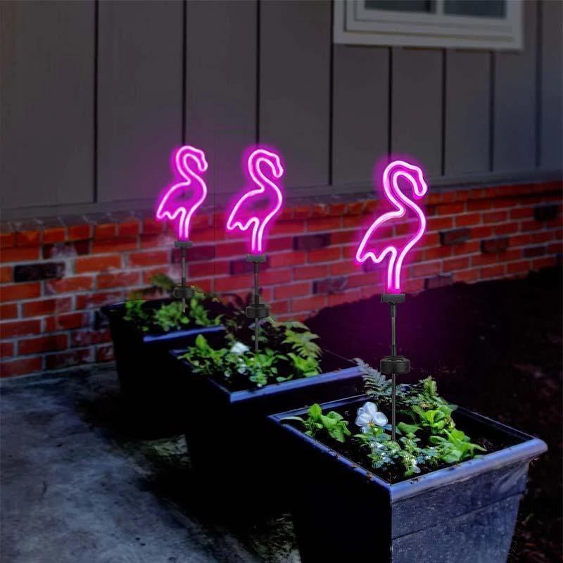 Светодиодная лампа в виде птицы, фламинго, неоновая куча, солнечный свет, уличный светильник для забора, двор, сад, солнечная светодиодная лампа, водонепроницаемая, для наружного деко