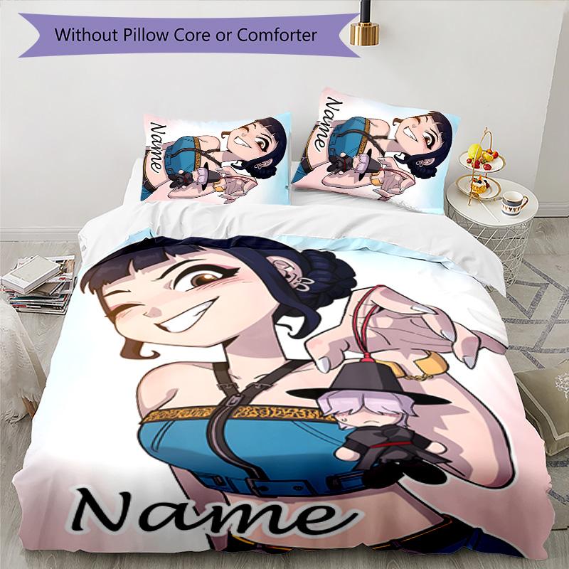 3pcs KPop Demon Hunters14 Cover Set - Personalized Name, HD Printed Bedding with 1 Cover and 2 Pillowcases - Perfect for Home Decor, Easy Care