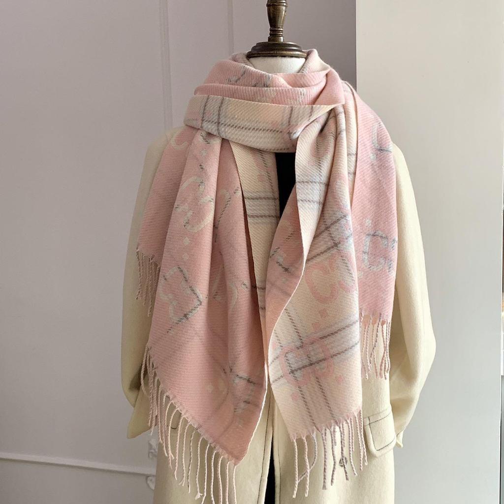 Luxury Women's Double-Sided Cashmere-Feel Scarf with Tassels – High-End, Versatile, Warm Shawl for Autumn and Winter