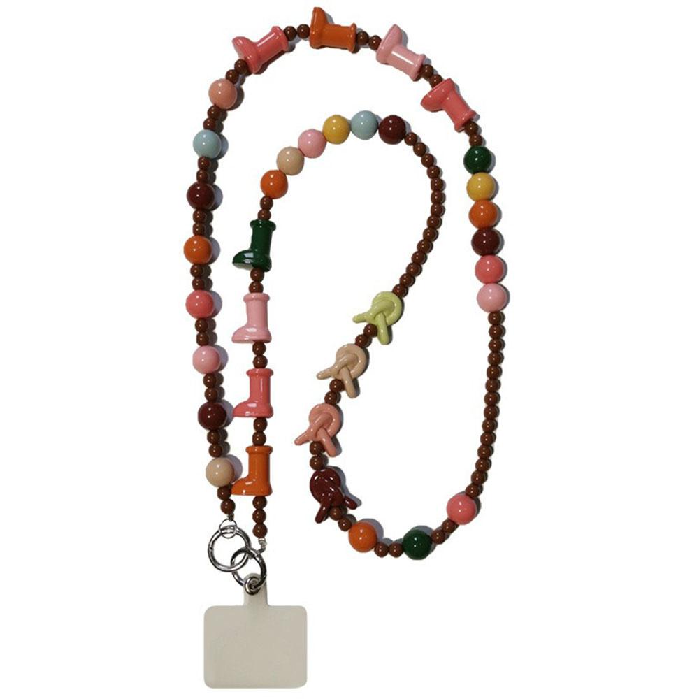 Phone Lanyard Crossbody Shoulder Neck Strap Boot-Shaped Bead Chain with Tether Tab,Folded Length: 63.5cm