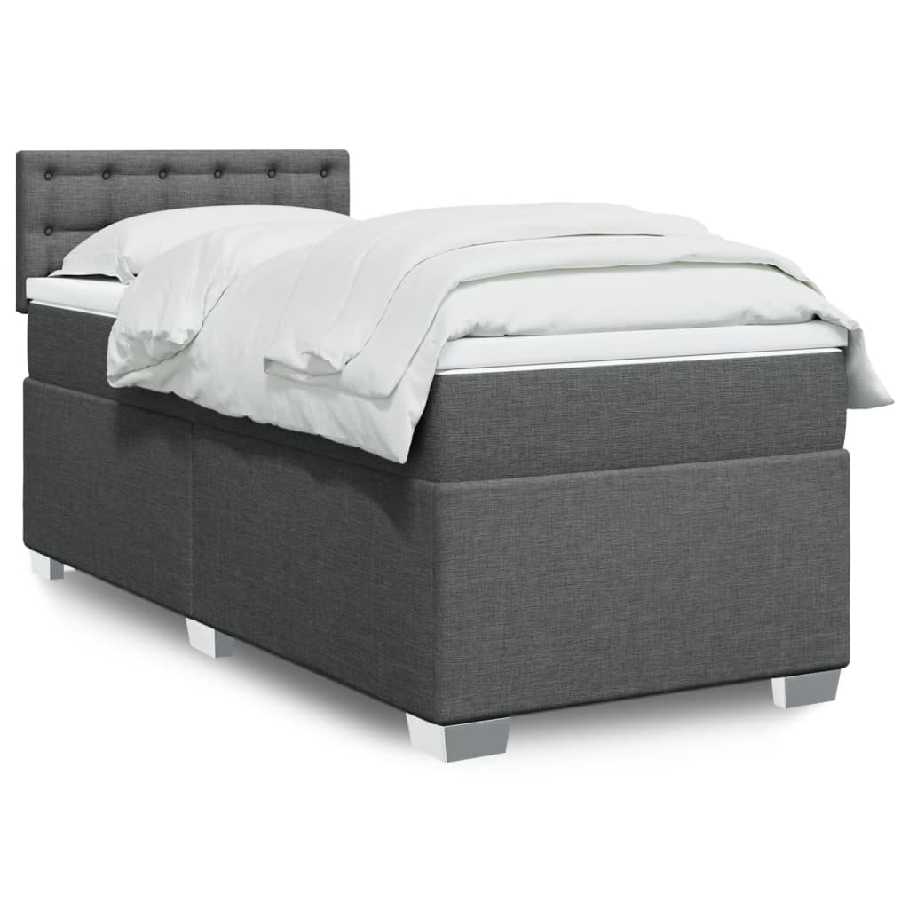 Box Spring Bed with Mattress Dark Grey 80 x 200 cm Fabric