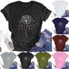 Women's Fashion Round Neck Short Sleeve T-Shirt Floral Printed Casual Top