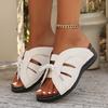 Ladies' Flat Bottomed Casual Slippers, Women's Summer Thick Soled Hollow Bow Sandals, Breathable and Comfortable