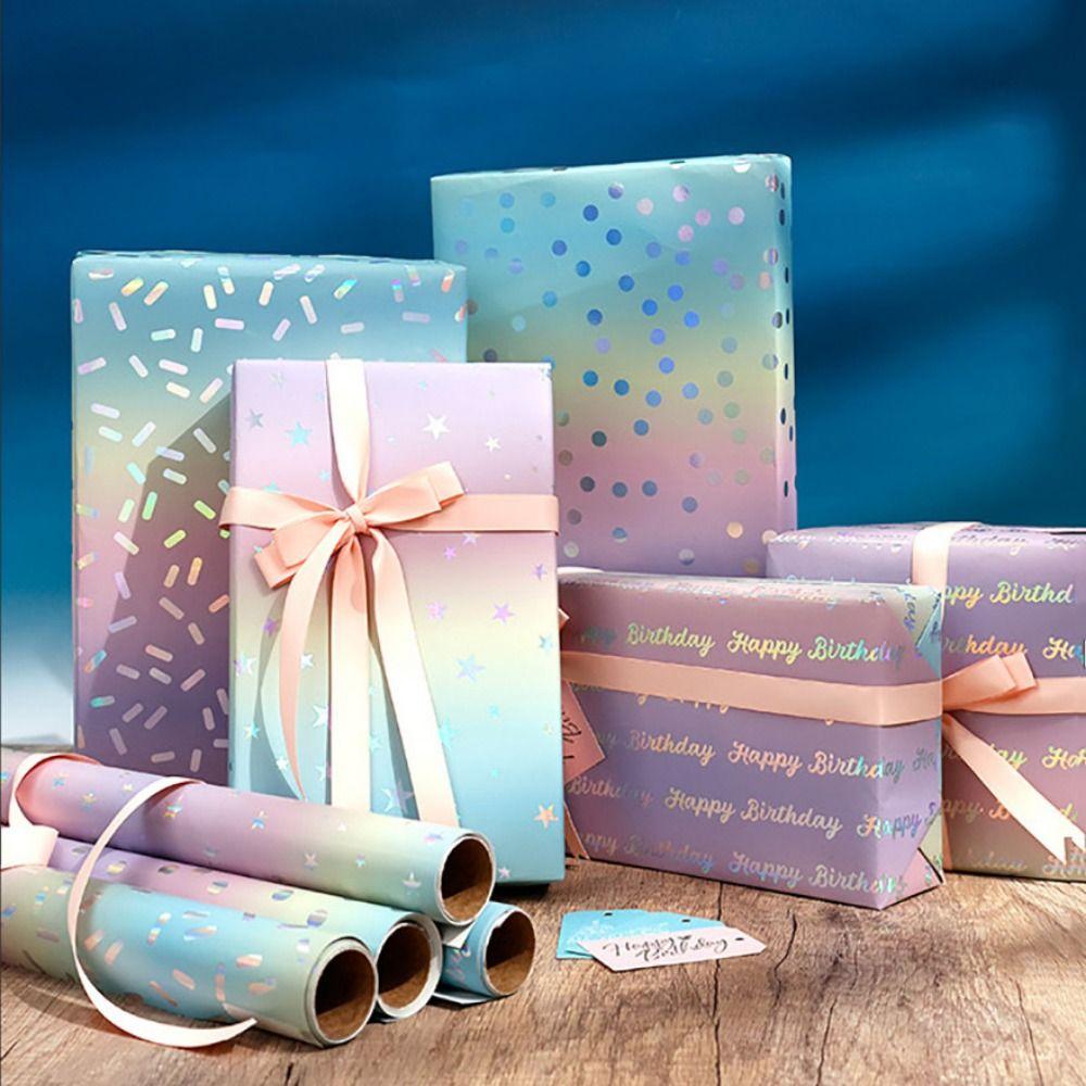 Happy Birthday Gift Wrapping Paper Colorful Iridescent Holographic Paper Valentine's Day