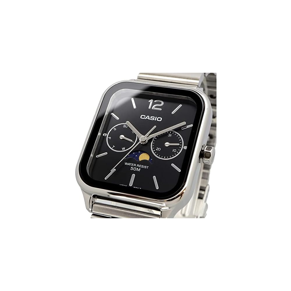 Casio Standard Аналоговые мужские часы с фазами Луны MTP-M305D-1AV Металлический браслет Черный