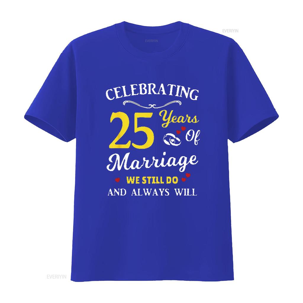 Mens 25th Year Wedding Anniversary T Shirt Black vintage Washed Slightly Breathable Stylish Unisex homme streetwear