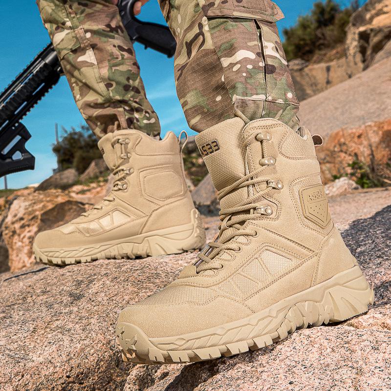 Мужские высокие тактические ботинки для улицы - Прочные, грязеотталкивающие, идеально подходят для пешего туризма и альпинизма