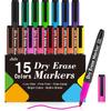 Lelix 15 Colors Dry Erase Markers, Magnetic Whiteboard Markers Fine Point with Eraser for Back to School, Office, Home Perfect for Writing on White