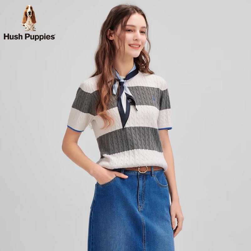 Женская мягкая полосатая футболка с коротким рукавом и круглым вырезом Hush Puppies