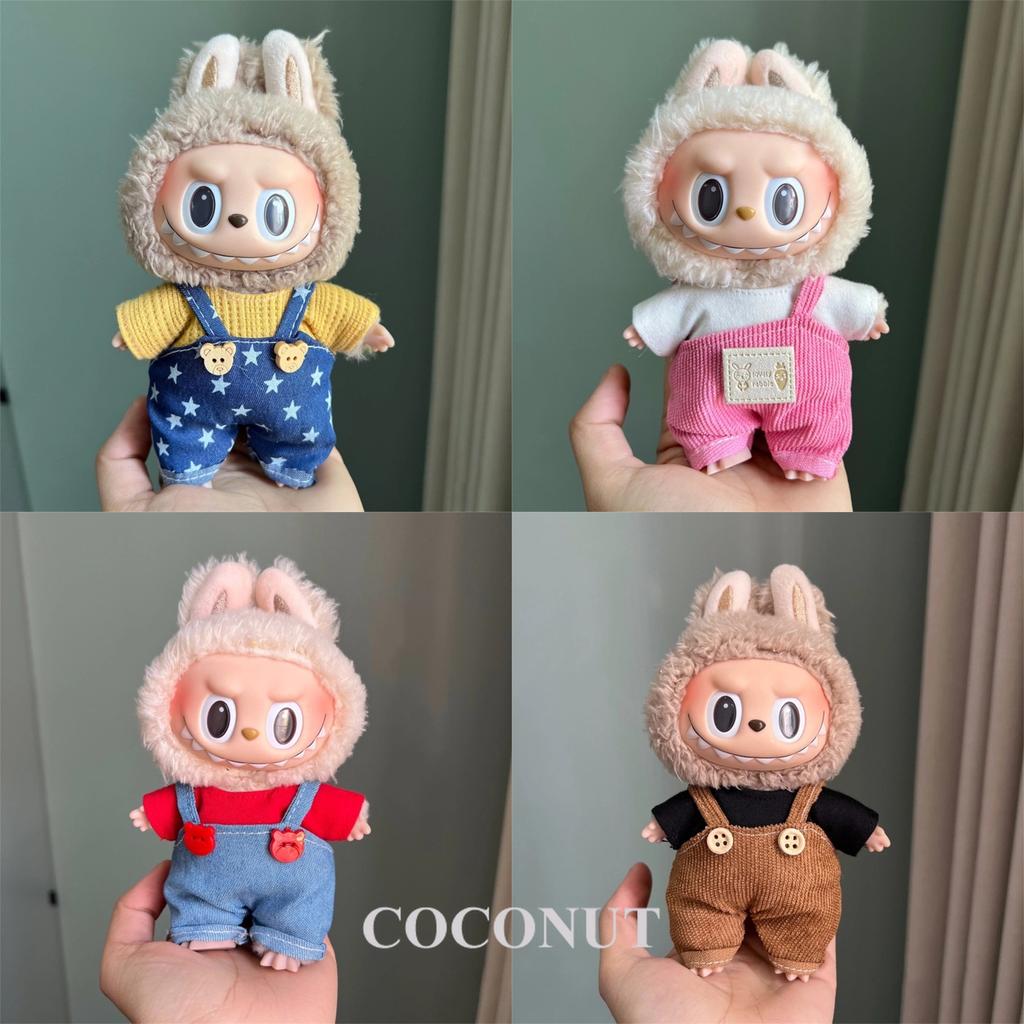 Suspenders Suit For 17cm Labubu Doll Clothes All-match Colour Outfit Doll Accessories Fashion Design Lovely Little Bear Star