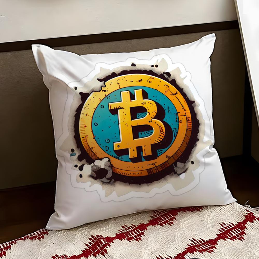 BBitcoin Криптовалюта Btc Наволочка Двусторонняя Мягкая Прочная Подушка Чехол для Дома Автомобиля Многосценарное Использование для Ежедневного Комфорта