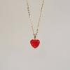 [ Modern Like ] 14K Gold-Filled Silver Red Quartz Crystal Heart Necklace