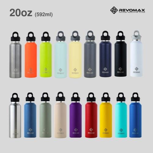 [REVOMAX Official] 20oz 592ml Carbonated Stainless Steel Bottle, Keeps Drinks Hot for 18 Hours, Cold for 36 Hours, Vacuum Insulated, Gift Idea, REVOMA