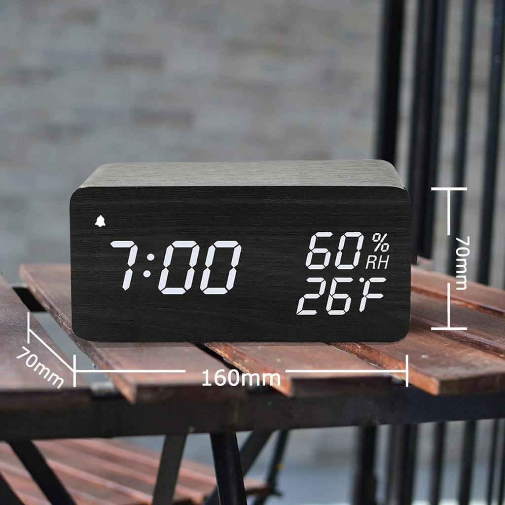 Tyislax Digital Alarm Table Battery Table Date 3 Alarm Brightness Portable Rechargeable Memory Weekend Alarm Off Wood Japanese Instruction Manual Gift