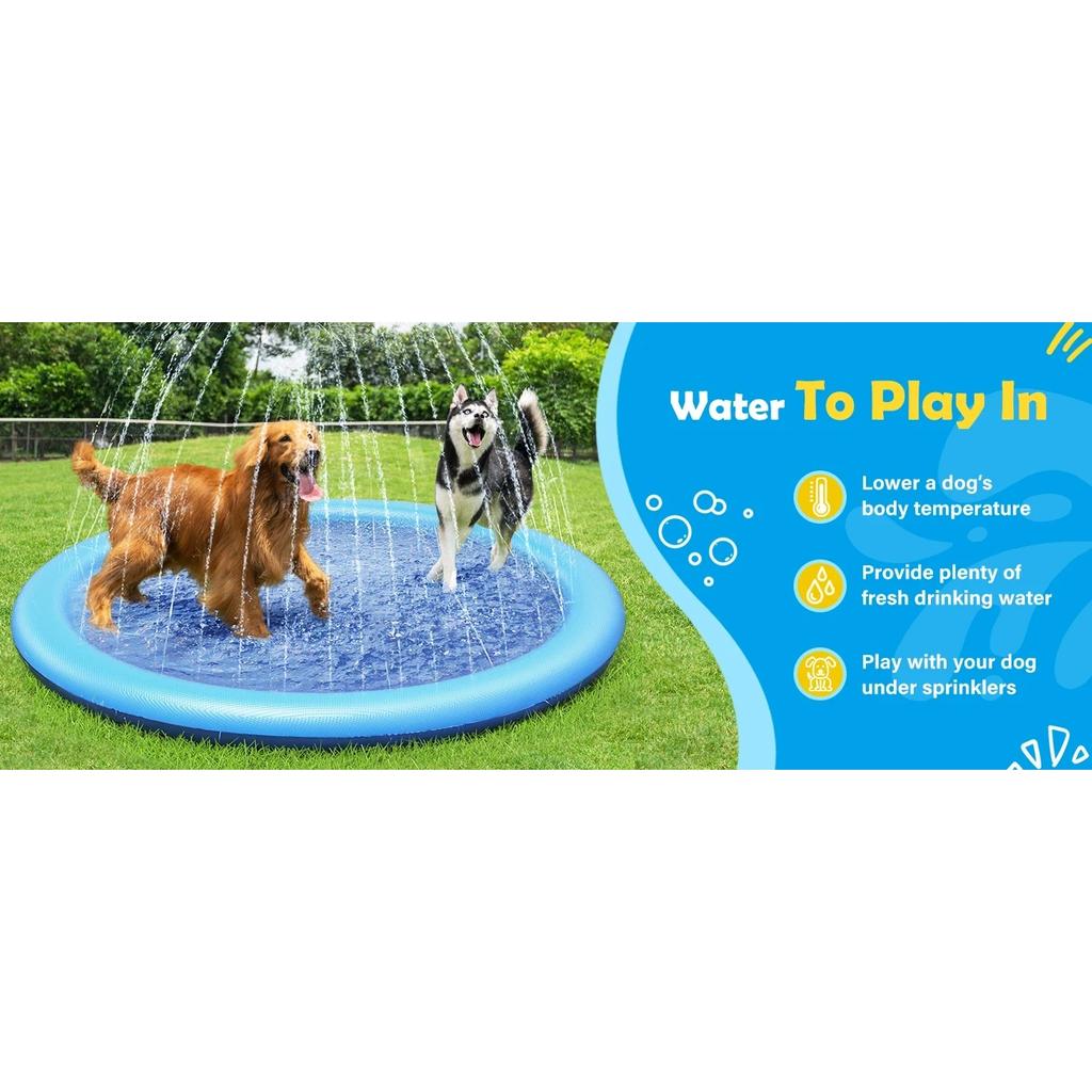 Dog Cool Toys Splash Pad for Dogs Anti-Slip Pool for Large Dogs Thickened Durable Outdoor Water Play Mat Summer Sprinkler Toy