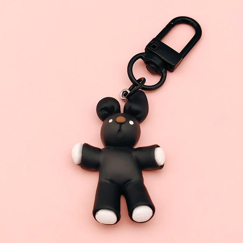 Прохладный черный медведь брелок для ключей кофейная чашка крышка от бутылки кролик кулон автомобильный брелок для ключей рюкзак подвески сумка Декор аксессуары