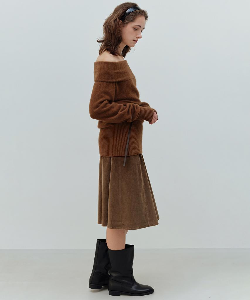 The Rye Corduroy Midi Skirt (Brown)