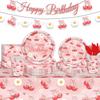 Cherry Theme Party Tableware Paper Plate Tissue Supplies Fruit Children'S Birthday Disposable Party Decoration