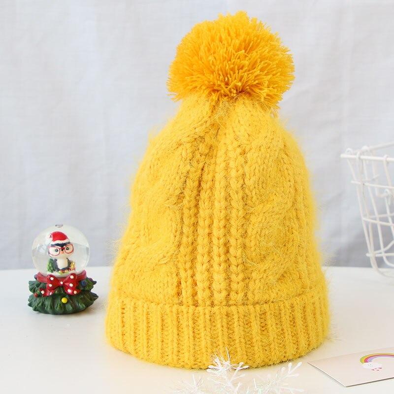 Красочная детская шапка с помпоном, осенне-зимняя детская шапка-бини для девочек и мальчиков, вязаная крючком толстая теплая однотонная шапка для малышей