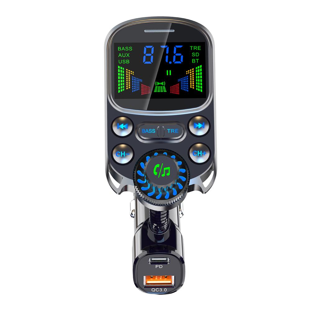 Car BT MP3 Player FM Transmitter PD+QC3.0 Car Charge Adapter with 2 Inch OLED Screen Support