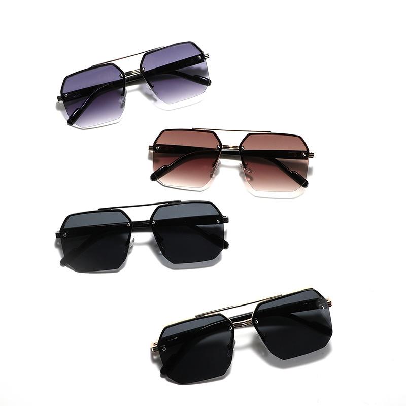 Очки Многоугольные Безободковые Квадратные Солнцезащитные очки Женские Полуметаллические Поп-солнцезащитные очки Мужские