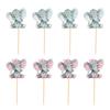 10pcs/set Elephant Cupcake Topper Pink/Blue Cake Toppers Paper Baby Shower Cakes Dessert Boy/Girl Birthday Parties Decoration