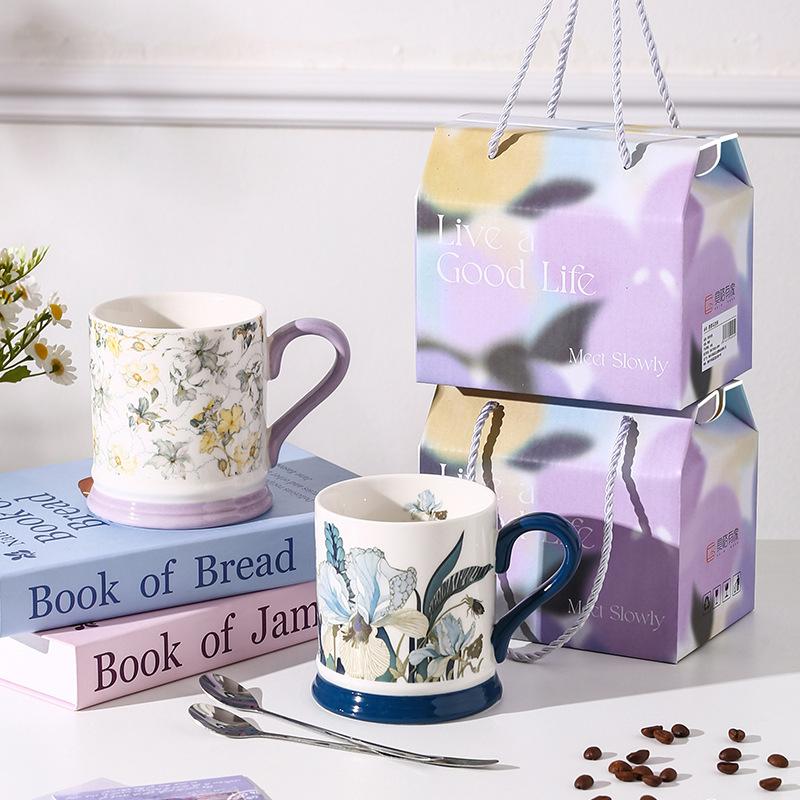 Керамическая кружка Iris Подарок на открытие мероприятия Креативные цветы Высокоточная чашка для воды Сувенир для мероприятия/бизнеса